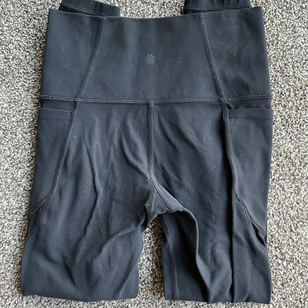 Black Athleta Salutations Mesh 7/8 Tights - Picture 1 of 3